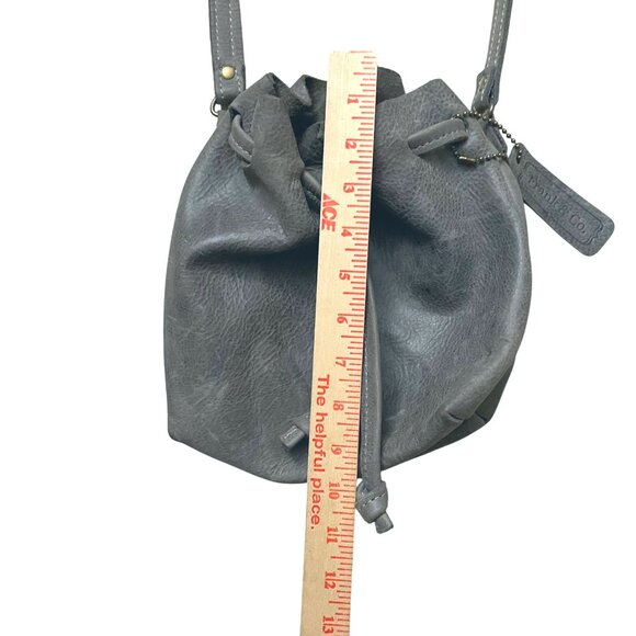 Frank & Co. Leather Crossbody Bucket Bag Women's Gray  Casual Everyday Classic - Picture 7 of 10